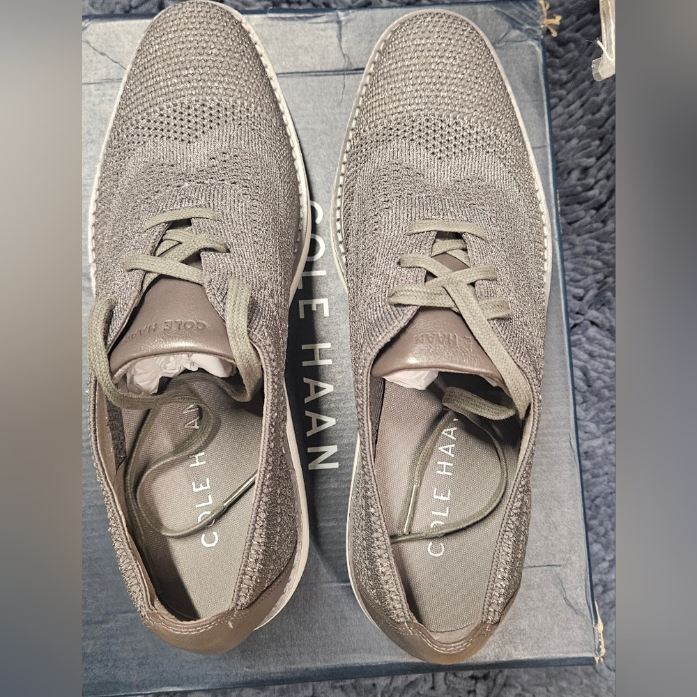 Cole Haan Womans Taupe Knit Sneakers